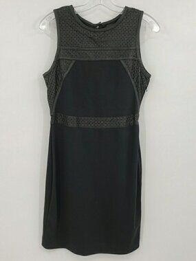 Greylin Faux Leather Detail Cut Out Back Black Casual Dress